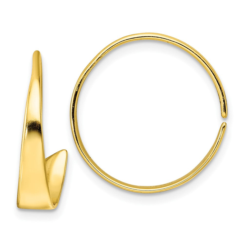Yellow Gold-plated Sterling Silver Polished Flat Bar Hoop Threader Earrings