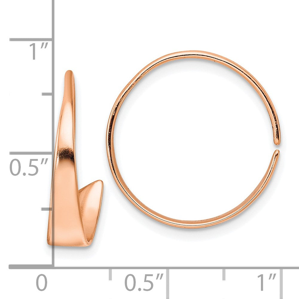 Rose Gold-plated Sterling Silver Polished Flat Bar Hoop Threader Earrings