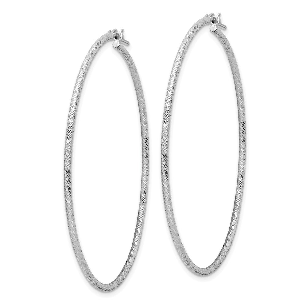 Rhodium-plated Sterling Silver Polished Diamond-cut 1.5mm Tube Hoop Earrings