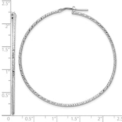 Rhodium-plated Sterling Silver Polished Diamond-cut 1.5mm Tube Hoop Earrings