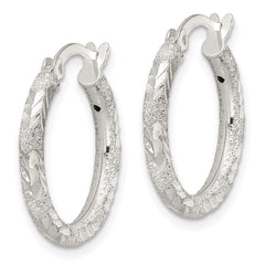 Sterling Silver Polished and Laser Diamond-cut Hoop Earrings