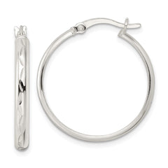 Sterling Silver Polished and Diamond-cut Circle Hoop Earrings