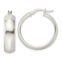 Sterling Silver Polished 7x25mm Hoop Earrings