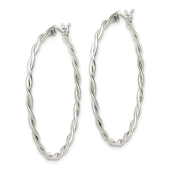 Sterling Silver Satin Twisted Hoop Earrings