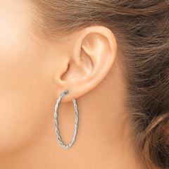 Sterling Silver Satin Twisted Hoop Earrings