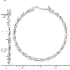 Sterling Silver Satin Twisted Hoop Earrings