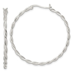 Sterling Silver Satin Twisted Hoop Earrings