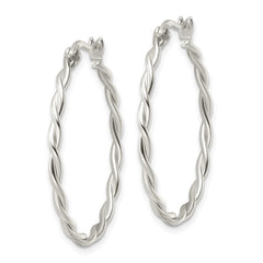 Sterling Silver Satin Twisted Hoop Earrings