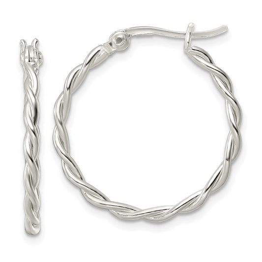 Sterling Silver Polished Twisted Hoop Earrings