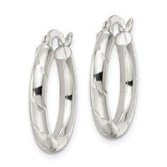 Sterling Silver Polished Diamond-cut Circle Hoop Earrings