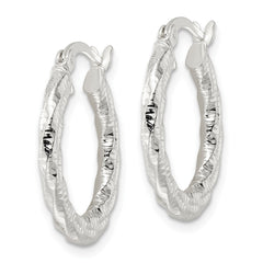 Sterling Silver Polished and Textured Twisted Hoop Earrings