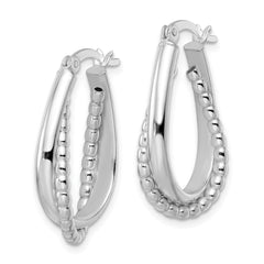 Sterling Silver Polished Double Oval Hoop Earrings