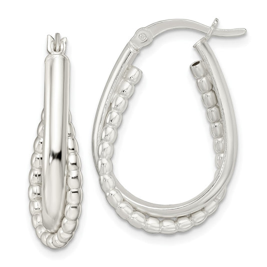 Sterling Silver Polished Double Oval Hoop Earrings