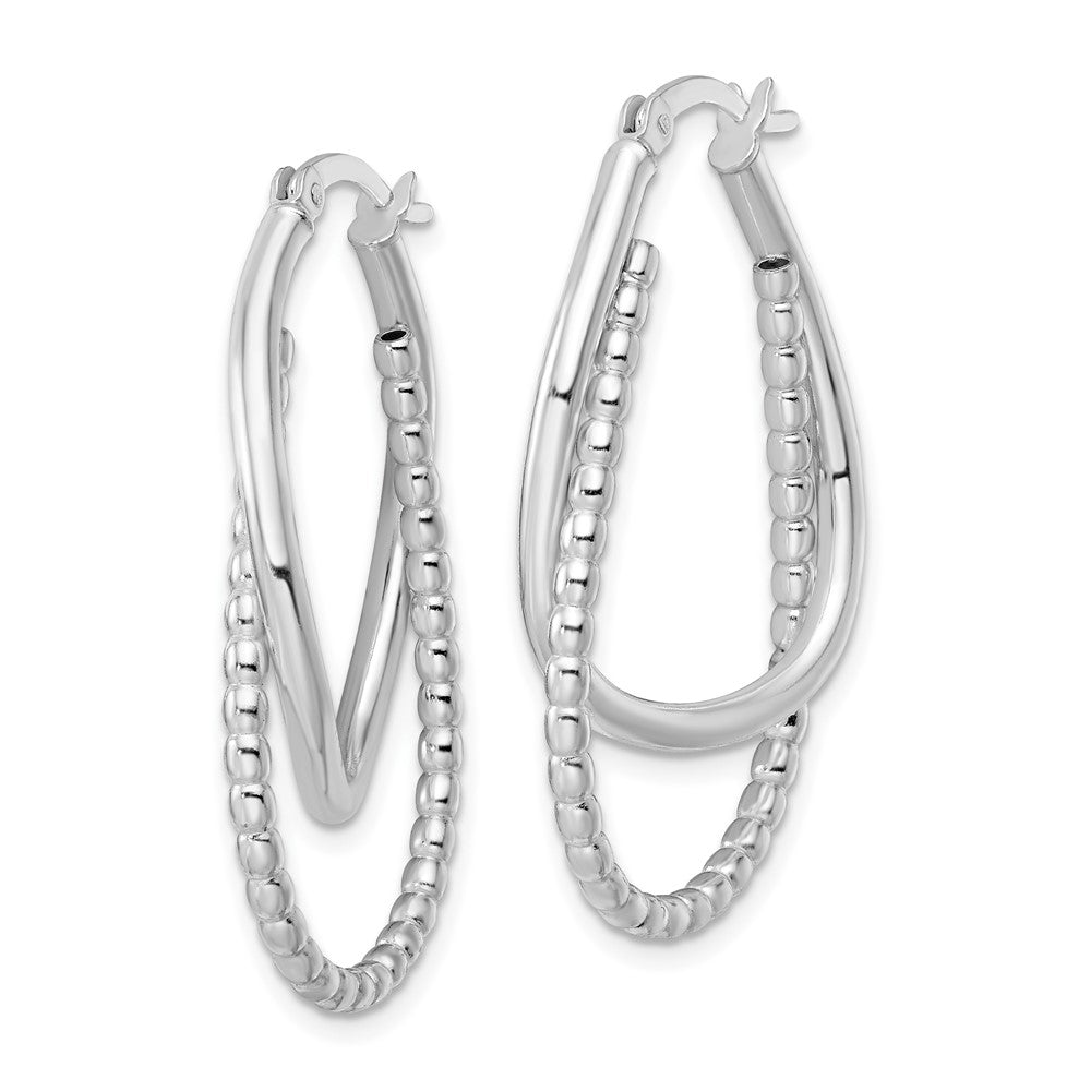 Sterling Silver Polished Double Oval Hoop Earrings