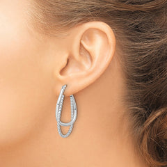 Sterling Silver Polished Double Oval Hoop Earrings