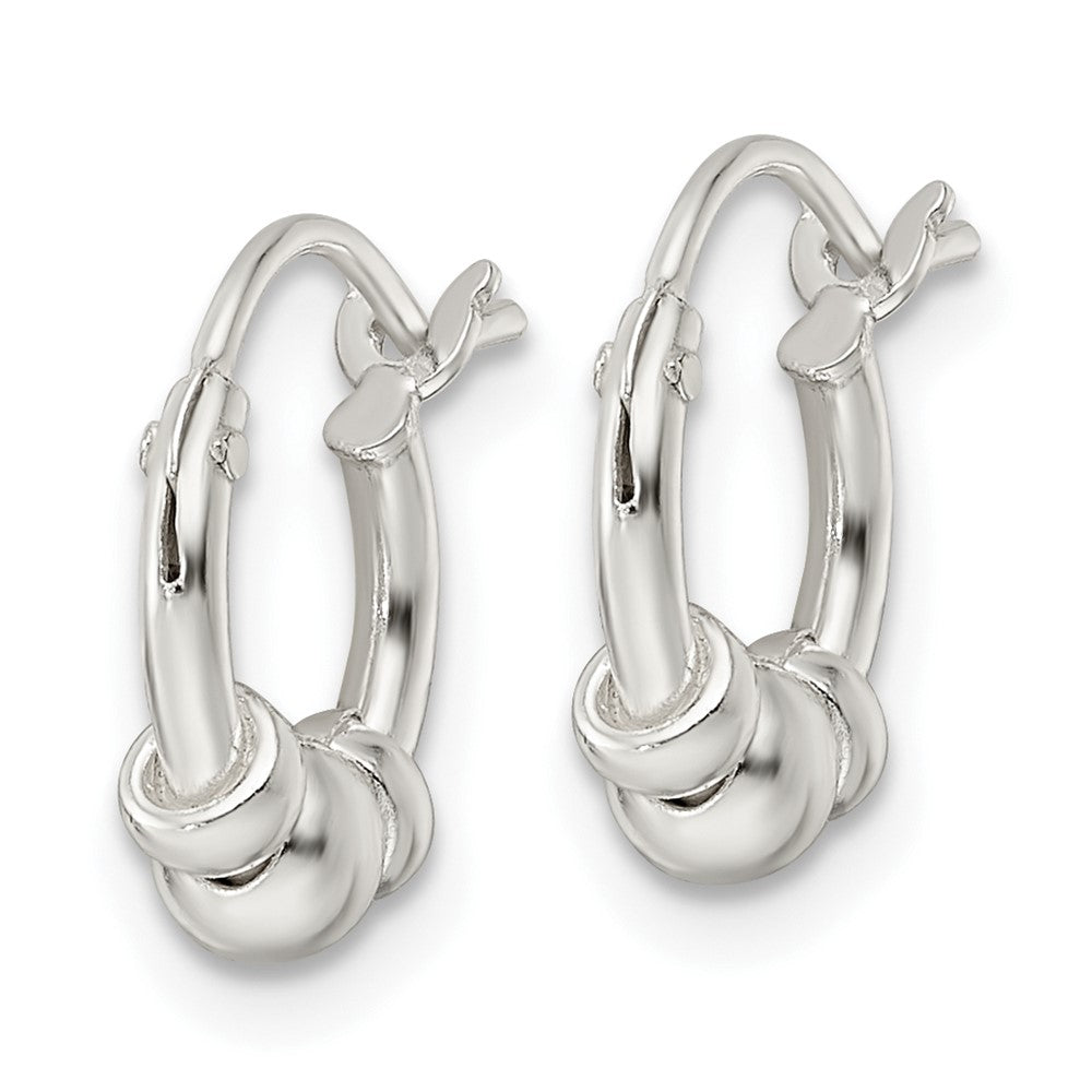 Sterling Silver Polished Beaded Circle Hoop Earrings
