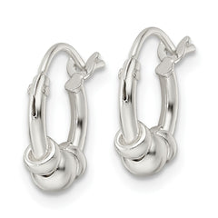Sterling Silver Polished Beaded Circle Hoop Earrings