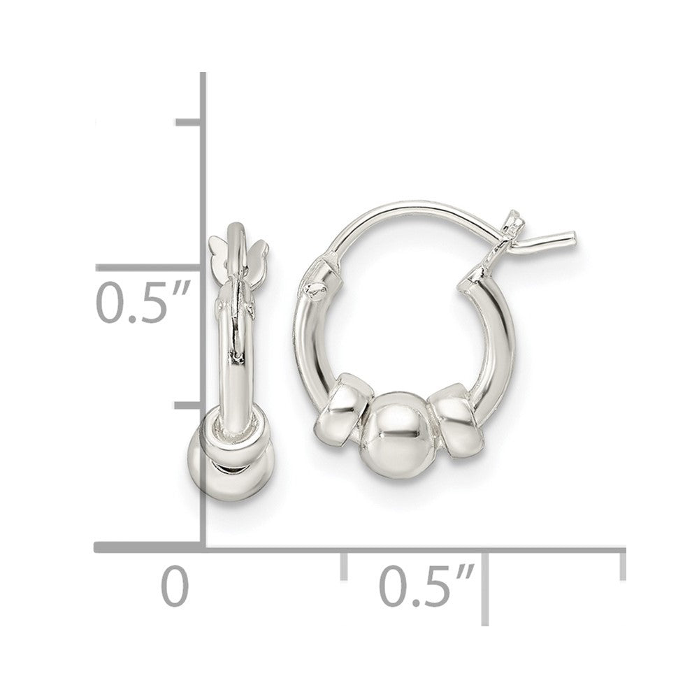 Sterling Silver Polished Beaded Circle Hoop Earrings