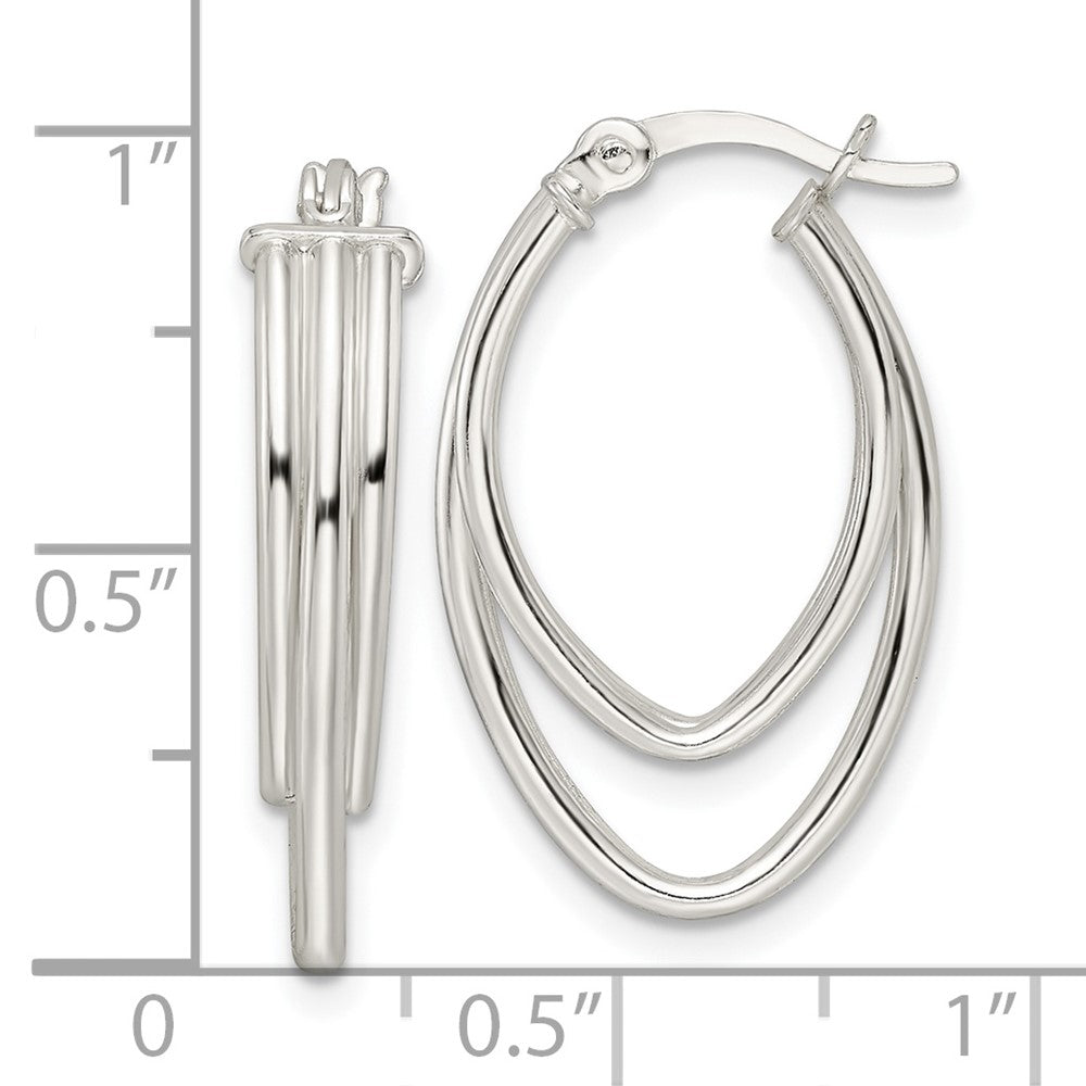 Sterling Silver Polished Triple Oval Hoop Earrings
