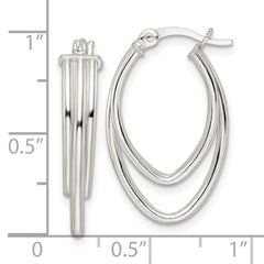 Sterling Silver Polished Triple Oval Hoop Earrings