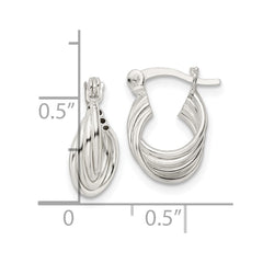 Sterling Silver Polished Triple Circle Hoop Earrings