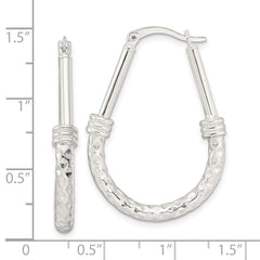 Sterling Silver Polished Fancy Oval Hoop Earrings