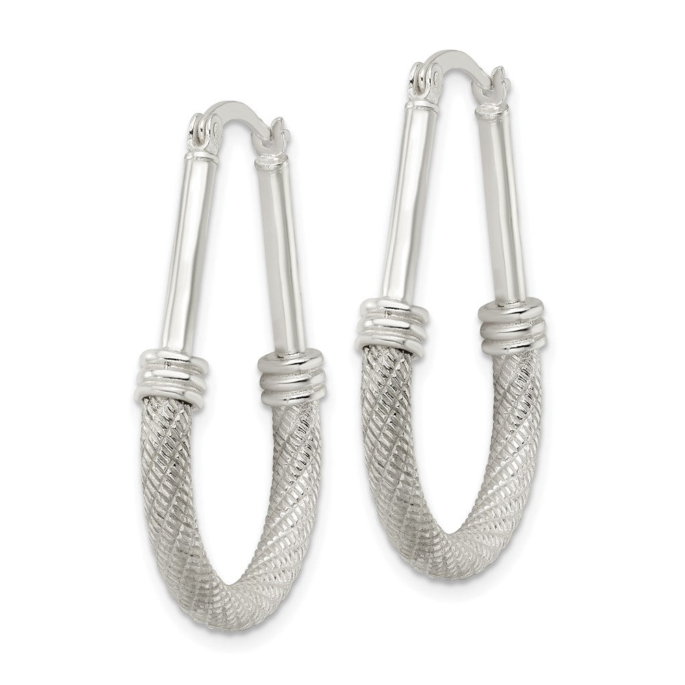 Sterling Silver Textured Teardrop Hoop Earrings