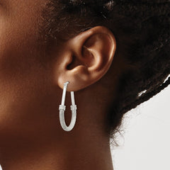 Sterling Silver Textured Teardrop Hoop Earrings
