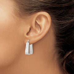 Sterling Silver Polished and Textured Square Hoop Earrings