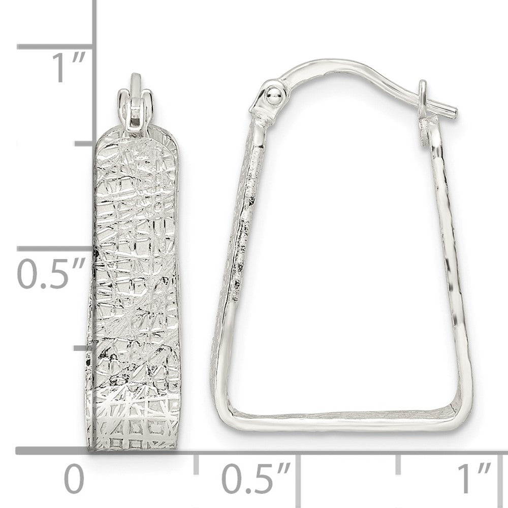 Sterling Silver Polished and Textured Square Hoop Earrings