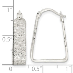 Sterling Silver Polished and Textured Square Hoop Earrings