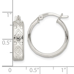 Sterling Silver Polished Design Circle Hoop Earrings