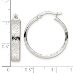 Sterling Silver Polished Design Circle Hoop Earrings