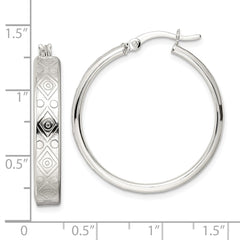 Sterling Silver Polished Design Circle Hoop Earrings