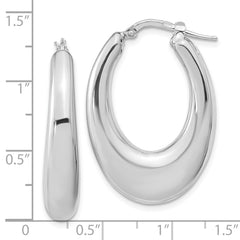 Sterling Silver Polished Rhodium-plated Oval Hollow Hoop Earrings