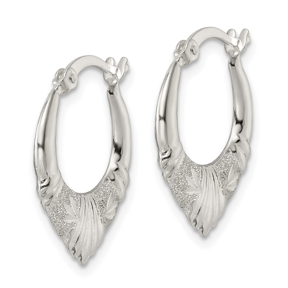 Sterling Silver Polished and Lasered Scalloped Hoop Earrings