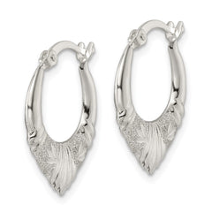 Sterling Silver Polished and Lasered Scalloped Hoop Earrings