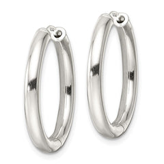 Sterling Silver Polished 3x25mm Hinged Tube Hoop Earrings