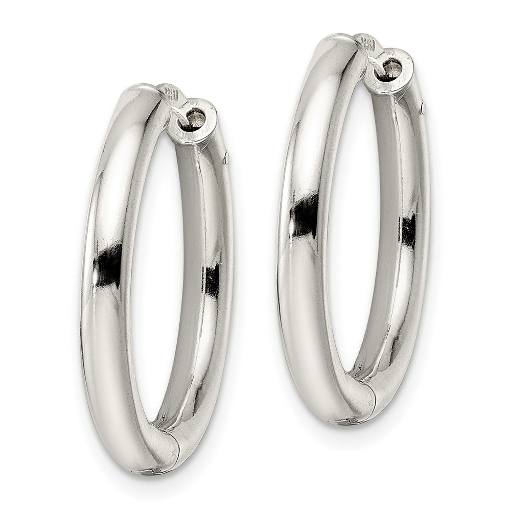 Sterling Silver Polished 3x23mm Hinged Tube Hoop Earrings