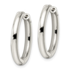 Sterling Silver Polished 3x23mm Hinged Tube Hoop Earrings