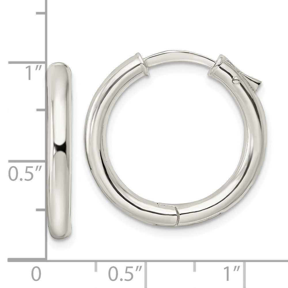 Sterling Silver Polished 3x23mm Hinged Tube Hoop Earrings