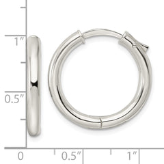 Sterling Silver Polished 3x23mm Hinged Tube Hoop Earrings