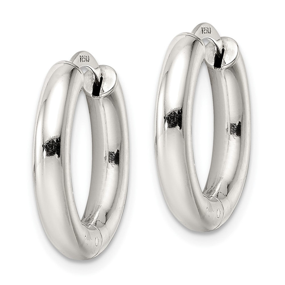Sterling Silver Polished Hinged Circle Hoop Earrings