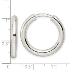 Sterling Silver Polished 3.5x25mm Hinged Tube Hoop Earrings