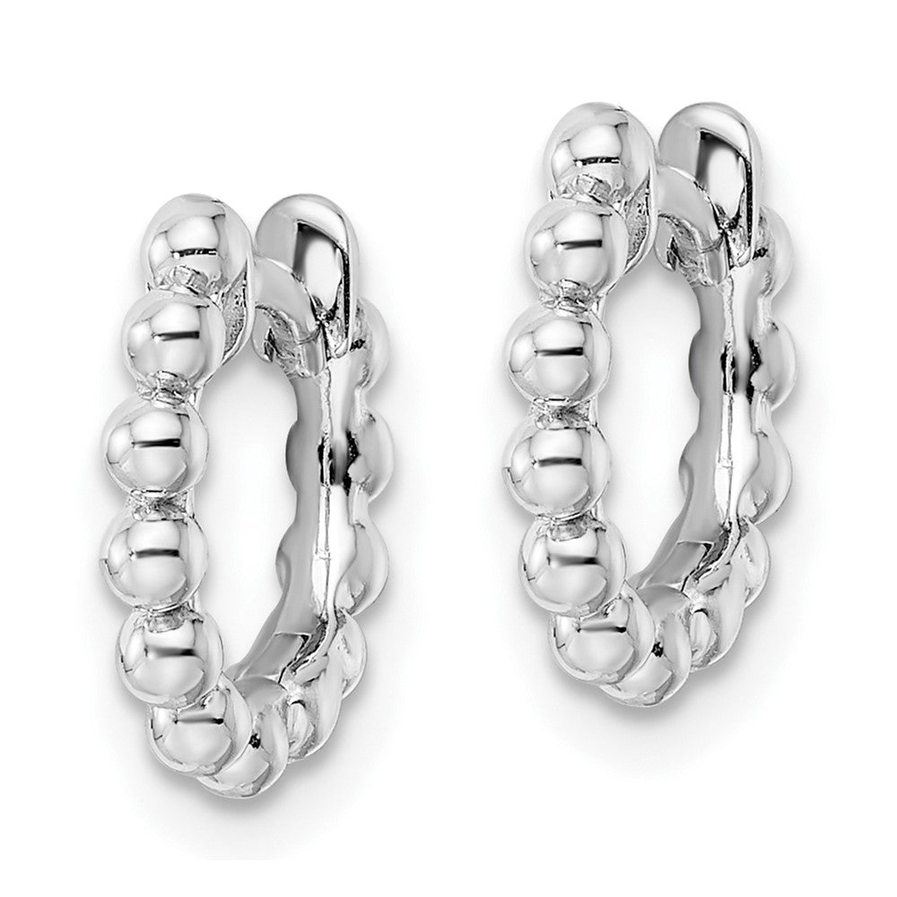 Rhodium-plated Sterling Silver Beaded Hoop Earrings