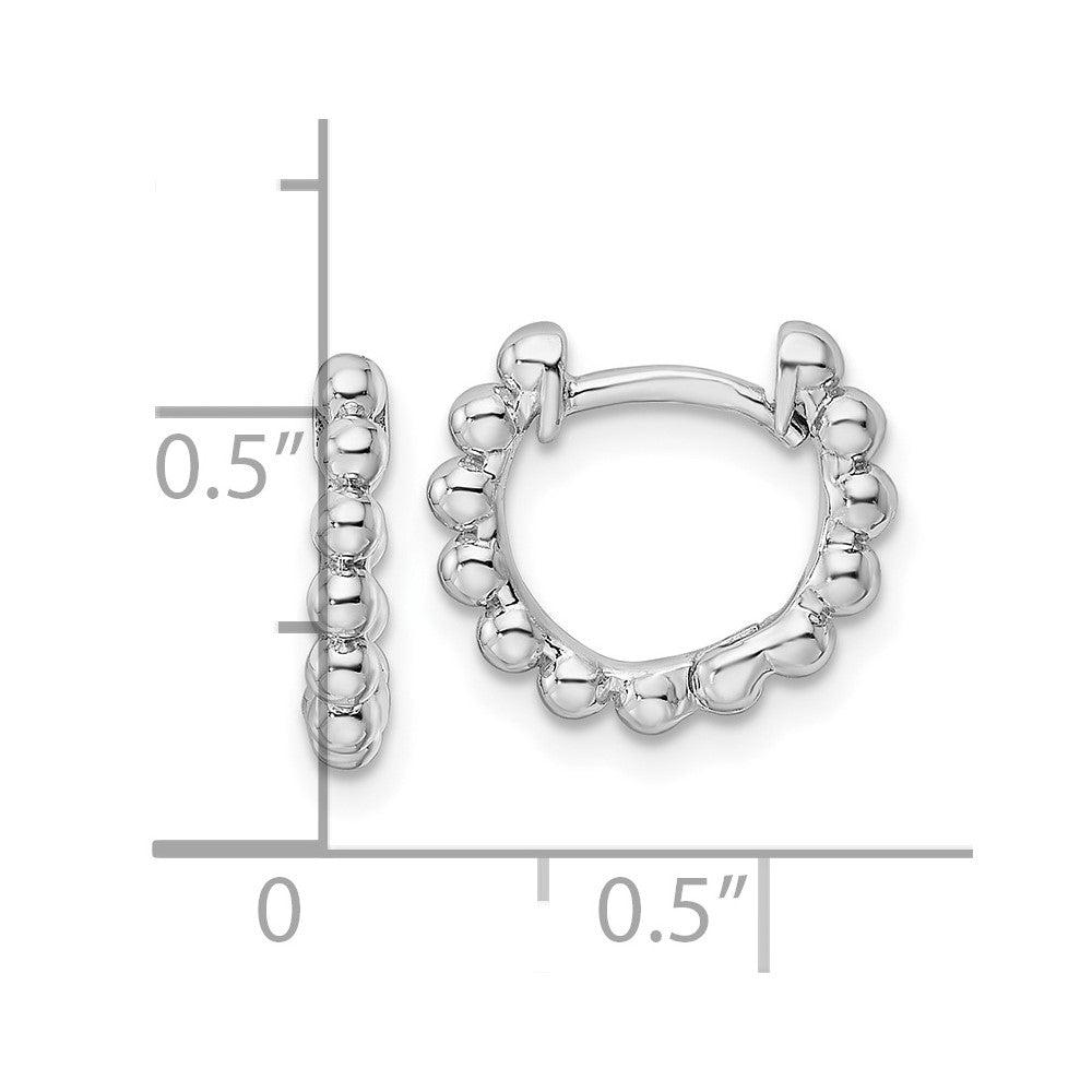 Rhodium-plated Sterling Silver Beaded Hoop Earrings