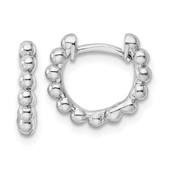 Rhodium-plated Sterling Silver Beaded Hoop Earrings