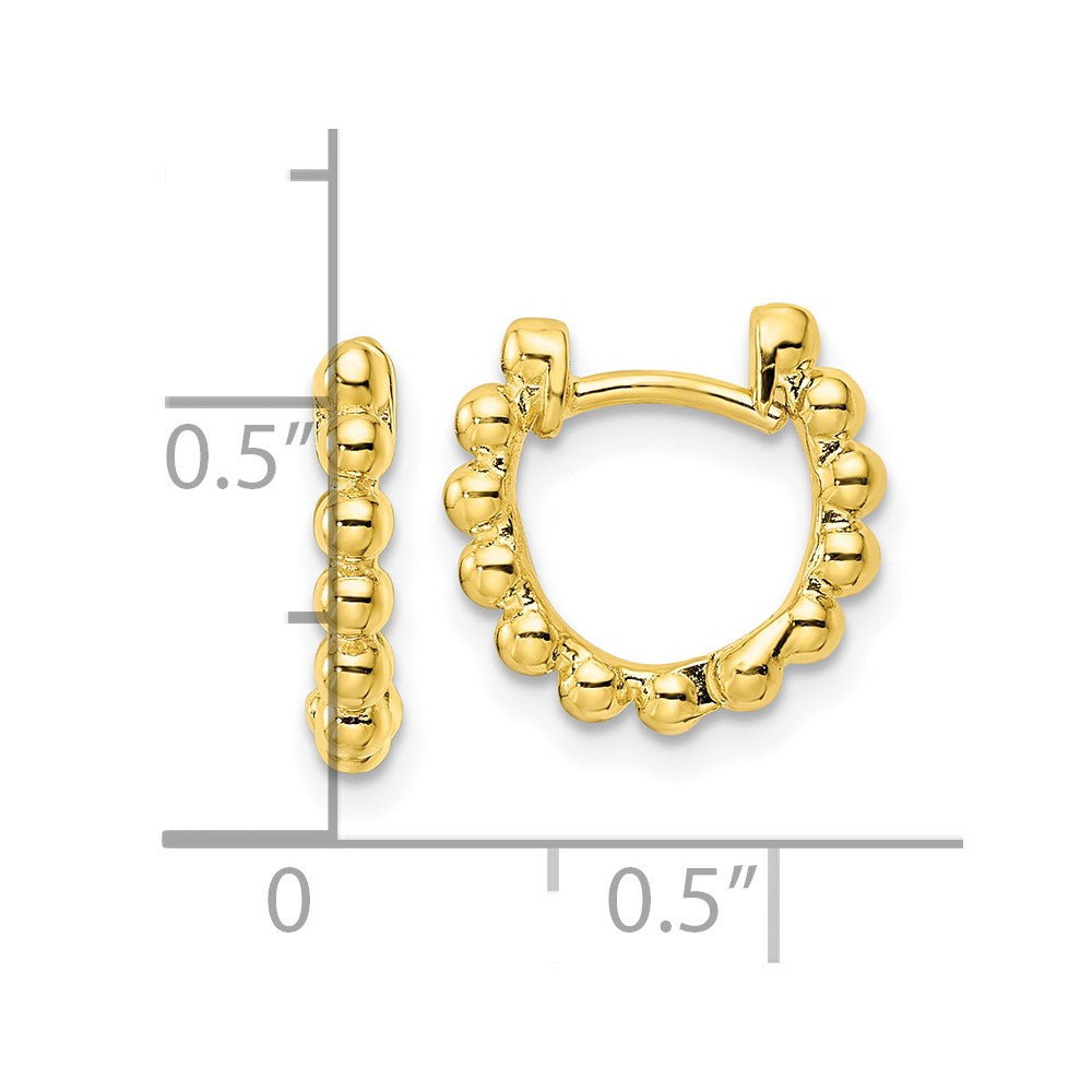 Yellow Gold-plated Sterling Silver Polished Beaded Hoop Earrings