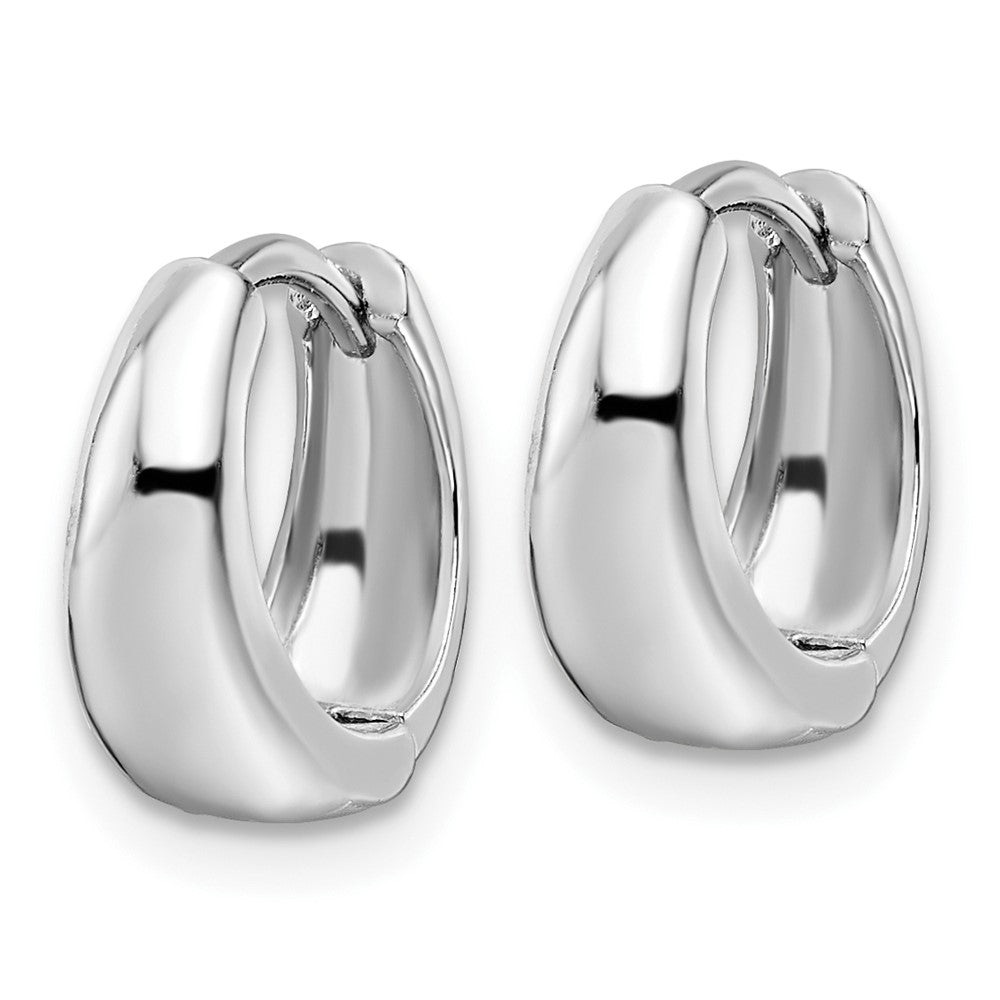 Rhodium-plated Sterling Silver Polished Hinged Hoop Earrings
