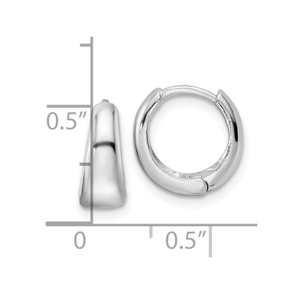 Rhodium-plated Sterling Silver Polished Hinged Hoop Earrings